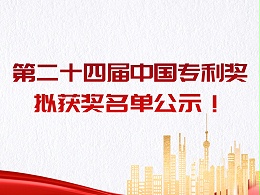 重磅！第二十四届中国专利奖拟获奖名单公示！