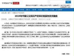 2019年中国公众知识产权知识竞赛各奖项揭晓