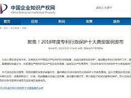聚焦！2018年度专利行政保护十大典型案例发布
